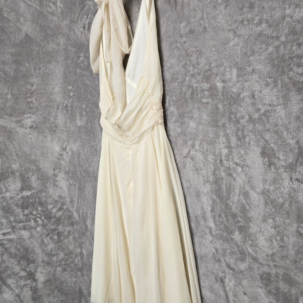 Regencycore Halter Dress Women S Cream Ruched Fairy Ethereal Marilyn Style Retro - Picture 16 of 16